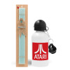 Easter Set, metallic aluminum water bottle (500ml) & scented flat candle (30cm) (TURQUOISE)