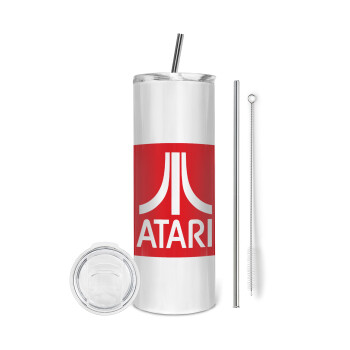atari, Eco friendly stainless steel tumbler 600ml, with metal straw & cleaning brush