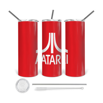 atari, 360 Eco friendly ποτήρι θερμό (tumbler) από ανοξείδωτο ατσάλι 600ml, με μεταλλικό καλαμάκι & βούρτσα καθαρισμού