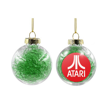 atari, Transparent Christmas tree ball ornament with green filling 8cm