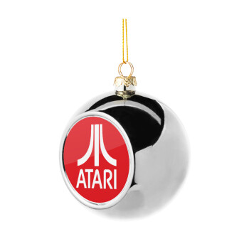 atari, Silver 8cm Christmas tree ball ornament