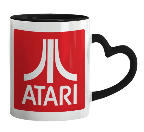 atari — Mug heart black handle, ceramic, 330ml