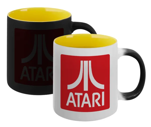 atari — Κούπα Μαγική εσωτερικό κίτρινη, κεραμική 330ml που αλλάζει χρώμα με το ζεστό ρόφημα