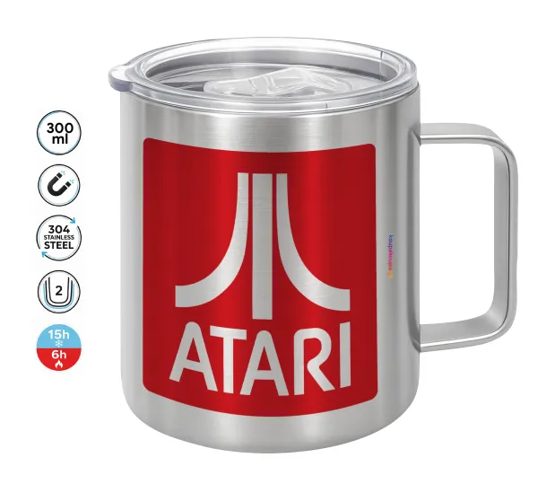 atari — Double-walled stainless steel mug 300ml with temperature-retaining lid