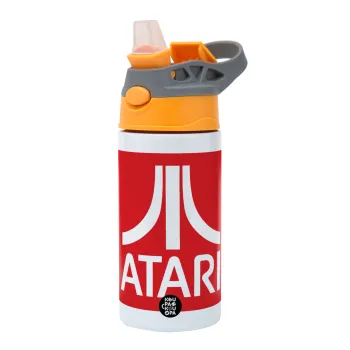 atari, Children's hot water bottle, stainless steel, with safety straw, Orange/Grey (360ml) BPA-FREE