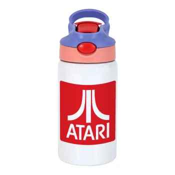 atari, Παιδικό παγούρι θερμό, ανοξείδωτο, με καλαμάκι ασφαλείας, ροζ/μωβ (350ml)