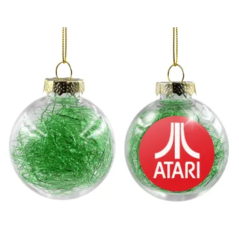 atari, Transparent Christmas tree ball ornament with green filling 8cm