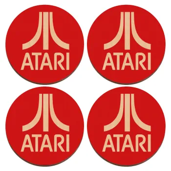 atari, ΣΕΤ x4 Σουβέρ ξύλινα στρογγυλά plywood (9cm)
