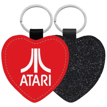 atari, Μπρελόκ PU δερμάτινο glitter καρδιά ΜΑΥΡΟ