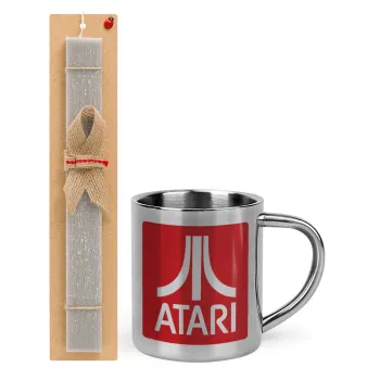 atari, Easter Set, metallic thermal cup (300ml) & Easter aromatic flat candle (30cm) (GRAY)