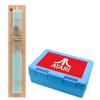atari, Easter Set, children's snack container BLUE & Easter aromatic flat candle (30cm) (TURQUOISE)