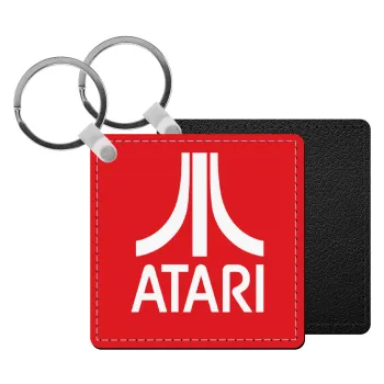 atari, Μπρελόκ Δερματίνη, τετράγωνο ΜΑΥΡΟ (5x5cm)