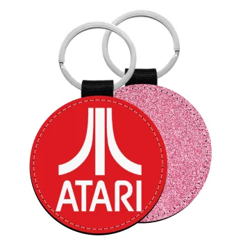 atari, Μπρελόκ Δερματίνη, στρογγυλό ΡΟΖ (5cm)