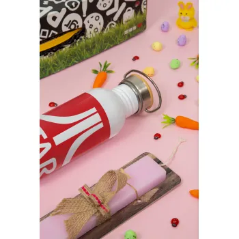atari, Easter Set, SS Metallic water bottle (620ml, stainless steel) & scented flat Easter candle (30cm) (PINK)