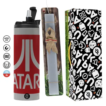 atari, Easter candle with Grey Tumbler Thermo 600ml & aromatic flat candle (30cm) (GREY)