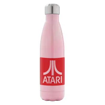 atari, Μεταλλικό παγούρι θερμός Ροζ Ιριδίζον (Stainless steel), διπλού τοιχώματος, 500ml