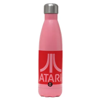 atari, Μεταλλικό παγούρι θερμός Ροζ Ματ (Stainless steel), διπλού τοιχώματος, 500ml