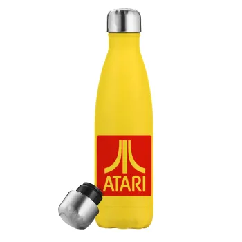 atari, Μεταλλικό παγούρι θερμός Κίτρινος (Stainless steel), διπλού τοιχώματος, 500ml