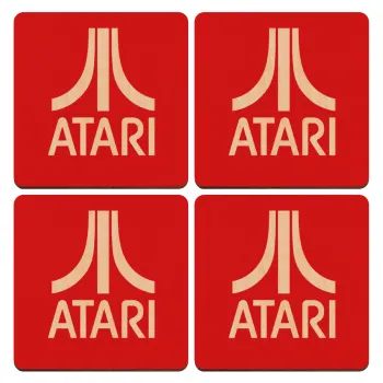 atari, ΣΕΤ x4 Σουβέρ ξύλινα τετράγωνα plywood (9cm)