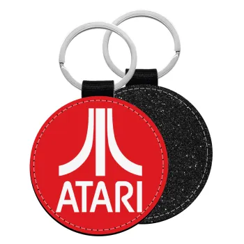 atari, Μπρελόκ Δερματίνη, στρογγυλό ΜΑΥΡΟ (5cm)