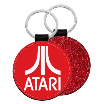 atari, Μπρελόκ Δερματίνη, στρογγυλό ΚΟΚΚΙΝΟ (5cm)