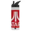 Metallic thermos bottle with straw & handle, stainless steel (Stainless steel 304), double-walled, 600ml.