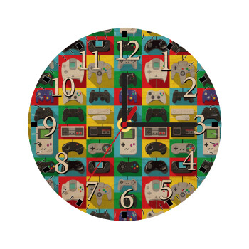 Gaming Controllers, Ρολόι τοίχου ξύλινο plywood (20cm)