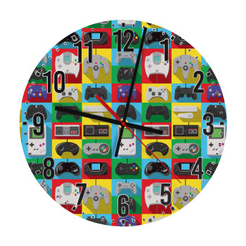 Gaming Controllers, Ρολόι τοίχου ξύλινο (30cm)
