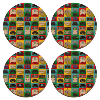 Gaming Controllers, ΣΕΤ x4 Σουβέρ ξύλινα στρογγυλά plywood (9cm)