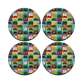 Gaming Controllers, SET of 4 round wooden coasters (9cm)