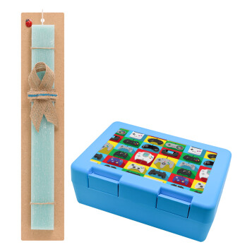 Gaming Controllers, Easter Set, children's snack container BLUE & Easter aromatic flat candle (30cm) (TURQUOISE)