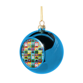 Gaming Controllers, Blue Christmas tree ball ornament 8cm
