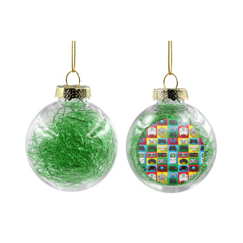 Gaming Controllers, Χριστουγεννιάτικη μπάλα δένδρου διάφανη με πράσινο γέμισμα 8cm
