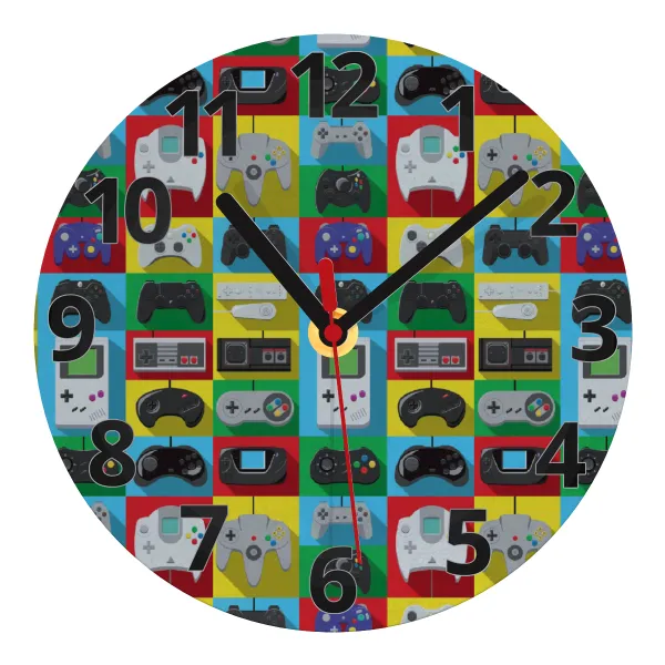 Gaming Controllers — Glass wall clock (20cm)
