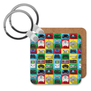 Gaming Controllers, Μπρελόκ Ξύλινο τετράγωνο MDF