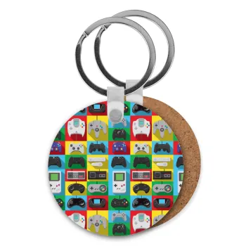 Gaming Controllers, Μπρελόκ Ξύλινο στρογγυλό MDF Φ5cm