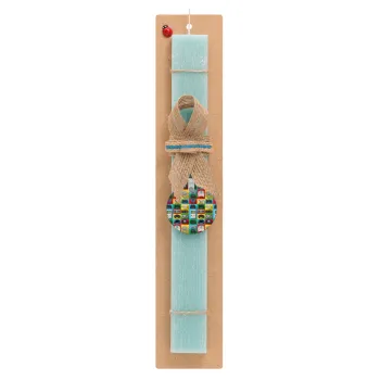 Gaming Controllers, Easter Set, wooden keychain & aromatic flat Easter candle (30cm) (TURQUOISE)