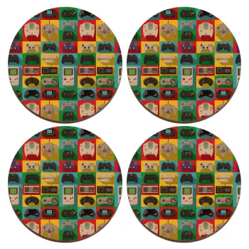 Gaming Controllers, ΣΕΤ x4 Σουβέρ ξύλινα στρογγυλά plywood (9cm)