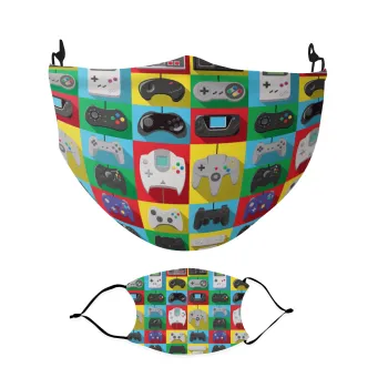 Gaming Controllers, Μάσκα υφασμάτινη Ενηλίκων πολλαπλών στρώσεων με υποδοχή φίλτρου