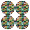 SET of 4 round wooden coasters (9cm)