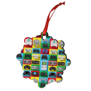 Gaming Controllers, Christmas ornament snowflake wooden 7.5cm
