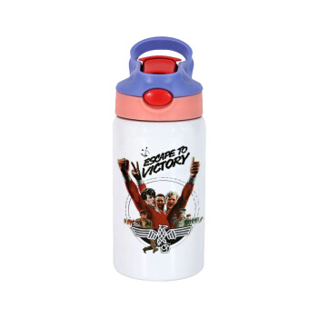 Escape to victory, Children's hot water bottle, stainless steel, with safety straw, pink/purple (350ml)