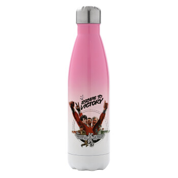 Escape to victory, Metal mug thermos Pink/White (Stainless steel), double wall, 500ml