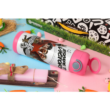 Escape to victory, Πασχαλινή Λαμπάδα με Παιδικό παγούρι θερμό, ανοξείδωτο, με καλαμάκι ασφαλείας, ΡΟΖ (500ml)