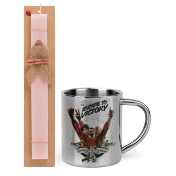 Escape to victory, Easter Set, metallic thermal cup (300ml) & aromatic flat Easter candle (30cm) (PINK)