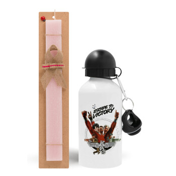 Escape to victory, Easter Set, metallic aluminum bottle (500ml) & aromatic flat Easter candle (30cm) (PINK)