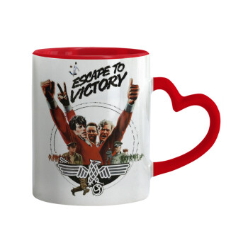 Escape to victory, Mug heart red handle, ceramic, 330ml