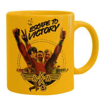 Escape to victory, Ceramic coffee mug yellow, 330ml (1pcs)