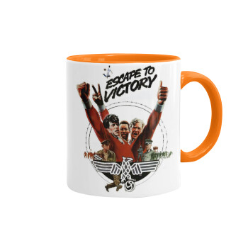 Escape to victory, Mug colored orange, ceramic, 330ml