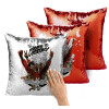 Μαξιλάρι καναπέ Μαγικό Κόκκινο με πούλιες 40x40cm περιέχεται το γέμισμα